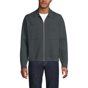 image:imageLands End Mens Long Sleeve Fine Gauge Cotton Full Zip Chore CoatSteel Gray