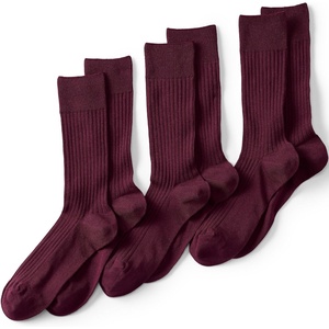image:imageLands End Mens Seamless Toe Cotton Rib Dress Socks 3 PackRoyal Burgundy