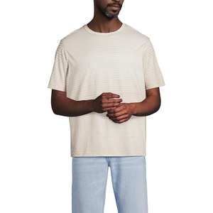 image:imageLands End Mens Short Sleeve AmericanGrown Supima Cotton TeeChampagne Micro Stripe