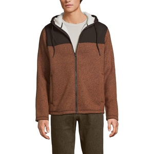 image:imageLands End Mens Sweater Fleece Mixed Media Full Zip JacketRich GingerCoffee Heather