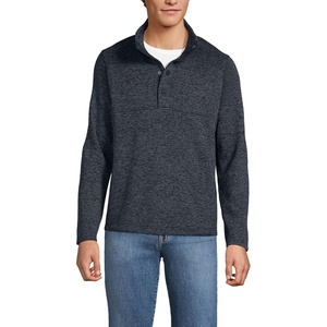 image:imageLands End Mens Sweater Fleece Snap Neck Pullover JacketBlack Heather