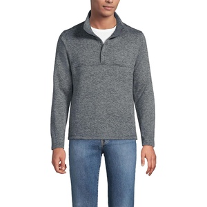 image:imageLands End Mens Sweater Fleece Snap Neck Pullover JacketCharcoal Heather