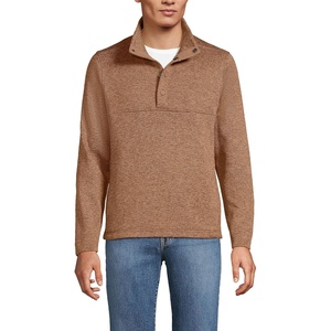 image:imageLands End Mens Sweater Fleece Snap Neck Pullover JacketHeather Warm Tawny Brown