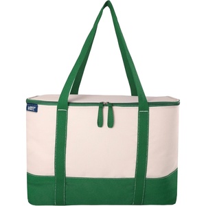 image:imageLands End Rectangular Large Cooler Bag Insulated 8 Gal Canvas Soft Cooler  with Tote Handles and Zip ClosureKelly Green