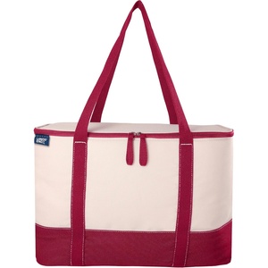 image:imageLands End Rectangular Large Cooler Bag Insulated 8 Gal Canvas Soft Cooler  with Tote Handles and Zip ClosureRed