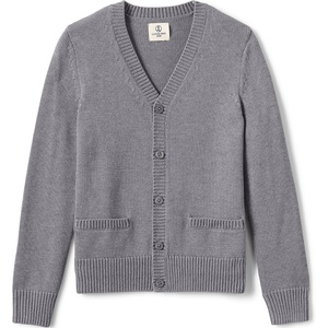 image:imageLands End School Uniform Boys Cotton Modal Button Front Cardigan SweaterPewter Heather