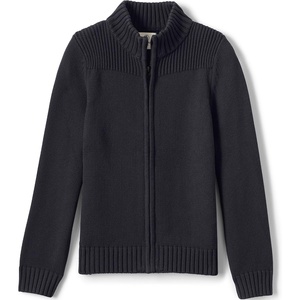 image:imageLands End School Uniform Boys Cotton Modal Zip Front Cardigan SweaterBlack