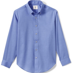 image:imageLands End School Uniform Boys Long Sleeve No Iron Pinpoint Dress ShirtFrench Blue