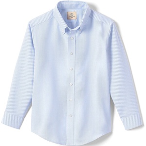 image:imageLands End School Uniform Boys Long Sleeve Oxford Dress ShirtBlue Stripe
