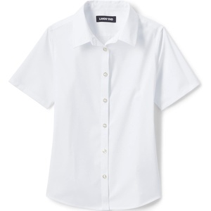image:imageLands End School Uniform Girls No Gape Short Sleeve Stretch ShirtPearl White