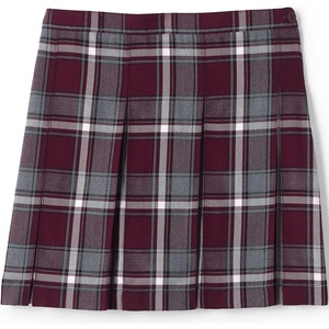 image:imageLands End School Uniform Girls Plaid Box Pleat Skirt Top of the KneeBurgundyGray Plaid