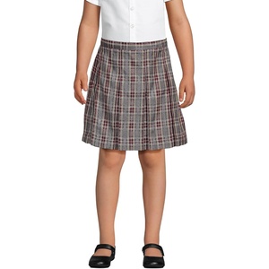image:imageLands End School Uniform Girls Plaid Box Pleat Skirt Top of the KneeGray HeatherMaroon Plaid