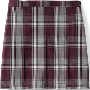 image:imageLands End School Uniform Girls Plaid Box Pleat Skirt Top of the KneePlaid BurgundyGray