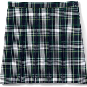 image:imageLands End School Uniform Girls Plaid Box Pleat Skirt Top of the KneeWhiteEvergreen Plaid