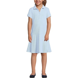 image:imageLands End School Uniform Girls Short Sleeve Mesh Pleated Polo DressBlue 24