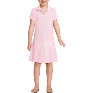 image:imageLands End School Uniform Girls Short Sleeve Mesh Pleated Polo DressIce Pink