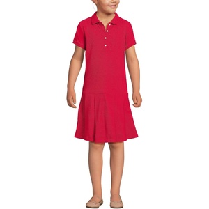 image:imageLands End School Uniform Girls Short Sleeve Mesh Pleated Polo DressRed 24