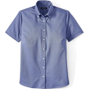 image:imageLands End School Uniform Girls Short Sleeve Oxford Dress ShirtFrench Blue