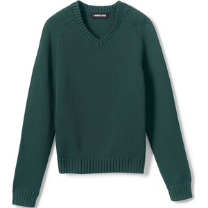 image:imageLands End School Uniform Kids Cotton Modal VNeck SweaterEvergreen