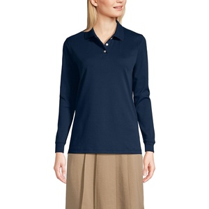 image:imageLands End School Uniform Kids Long Sleeve Interlock Polo ShirtClassic Navy