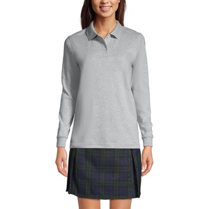image:imageLands End School Uniform Kids Long Sleeve Interlock Polo ShirtGray Heather