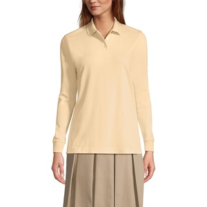 image:imageLands End School Uniform Kids Long Sleeve Interlock Polo ShirtMaize