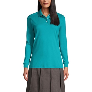 image:imageLands End School Uniform Kids Long Sleeve Interlock Polo ShirtTeal Breeze
