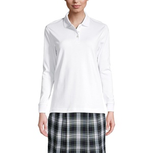 image:imageLands End School Uniform Kids Long Sleeve Interlock Polo ShirtWhite