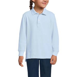 image:imageLands End School Uniform Kids Long Sleeve Mesh Polo ShirtBlue