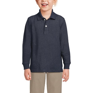image:imageLands End School Uniform Kids Long Sleeve Mesh Polo ShirtClassic Navy