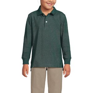 image:imageLands End School Uniform Kids Long Sleeve Mesh Polo ShirtEvergreen