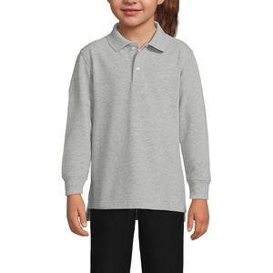 image:imageLands End School Uniform Kids Long Sleeve Mesh Polo ShirtGray Heather