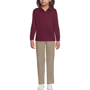 image:imageLands End School Uniform Kids Long Sleeve Rapid Dry Polo ShirtBurgundy