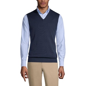 image:imageLands End School Uniform Mens Cotton Modal Fine Gauge Sweater VestClassic Navy