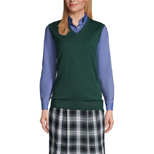 image:imageLands End School Uniform Womens Cotton Modal Fine Gauge Sweater VestEvergreen
