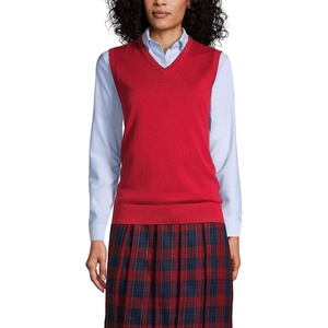 image:imageLands End School Uniform Womens Cotton Modal Fine Gauge Sweater VestRed