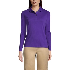 image:imageLands End School Uniform Womens Long Sleeve Feminine Fit Interlock Polo ShirtDeep Purple