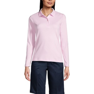 image:imageLands End School Uniform Womens Long Sleeve Feminine Fit Interlock Polo ShirtIce Pink