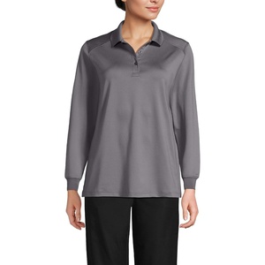 image:imageLands End School Uniform Womens Long Sleeve Rapid Dry Polo ShirtArctic Gray