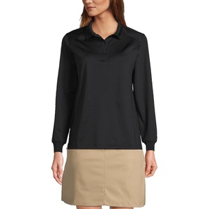 image:imageLands End School Uniform Womens Long Sleeve Rapid Dry Polo ShirtBlack