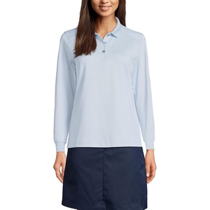 image:imageLands End School Uniform Womens Long Sleeve Rapid Dry Polo ShirtBlue