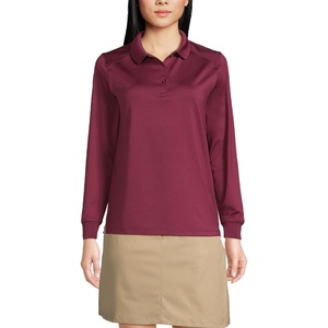 image:imageLands End School Uniform Womens Long Sleeve Rapid Dry Polo ShirtBurgundy