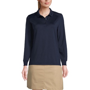 image:imageLands End School Uniform Womens Long Sleeve Rapid Dry Polo ShirtClassic Navy