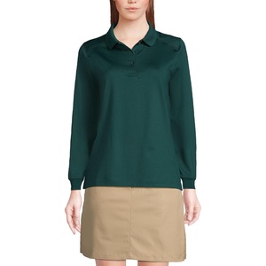 image:imageLands End School Uniform Womens Long Sleeve Rapid Dry Polo ShirtEvergreen