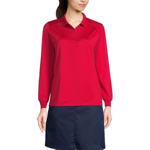 image:imageLands End School Uniform Womens Long Sleeve Rapid Dry Polo ShirtRed