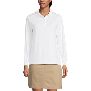 image:imageLands End School Uniform Womens Long Sleeve Rapid Dry Polo ShirtWhite