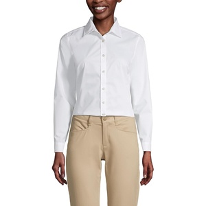 image:imageLands End School Uniform Womens No Gape Long Sleeve Stretch ShirtPearl White