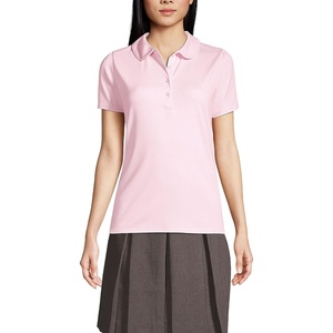 image:imageLands End School Uniform Womens Short Sleeve Peter Pan Collar Polo ShirtIce Pink