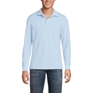 image:imageLands End School Uniform Young Mens Long Sleeve Mesh Polo ShirtBlue
