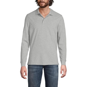 image:imageLands End School Uniform Young Mens Long Sleeve Mesh Polo ShirtGray Heather